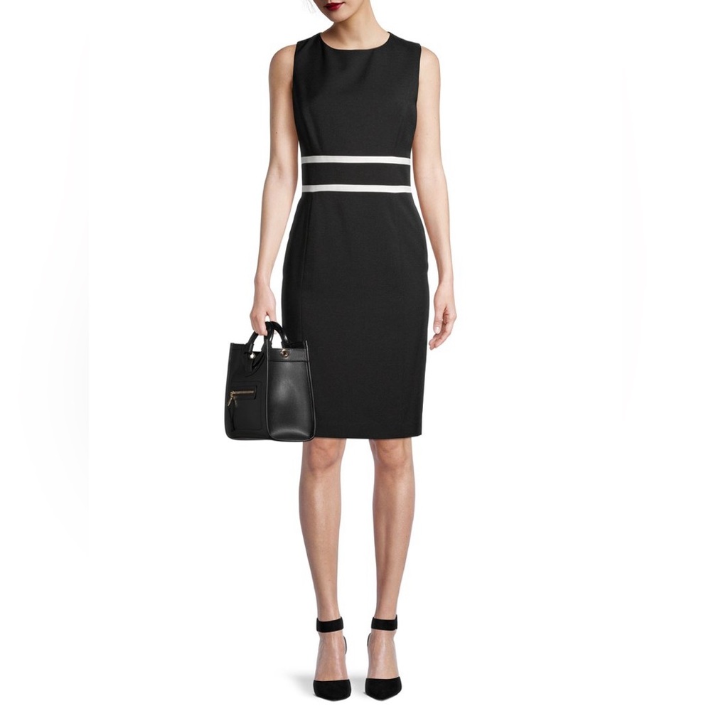 NWT Evan Picone 18 Black & White Sheath Dress Wedding Guest Pageant Business